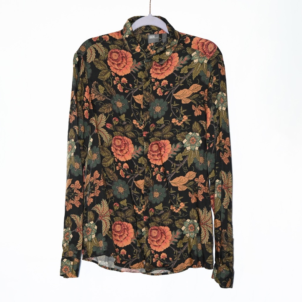 Floral Tapestry Button-down Short Long sleeve